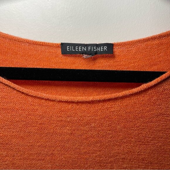 COPY - Eileen Fisher Women Coral orange 100% merino wool crewneck long tunic sw… - Picture 5 of 8